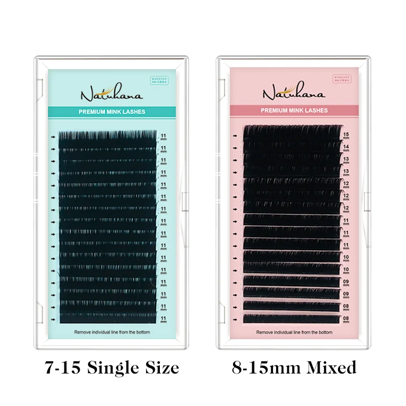 NATUHANA-Extension de Cils Synthétiques Noirs en Vison, Faux Cils Naturels et Doux, Individuels, 16 Rangées, 256