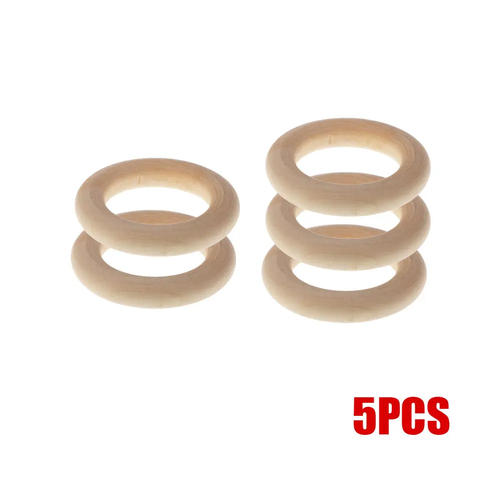 Unfinished Solid Wooden Rings 60MM Natural Wood Rings for Macrame DIY Crafts Wood Hoops Ornaments Connectors Jewelry Making