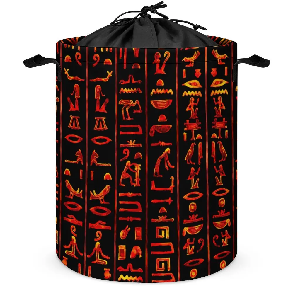 Ancient Egyptian Hieroglyphs (Red on Black) Storage Box Classic Laundry Basket Lifting Hand Portable Towels Dust Proof Travel St