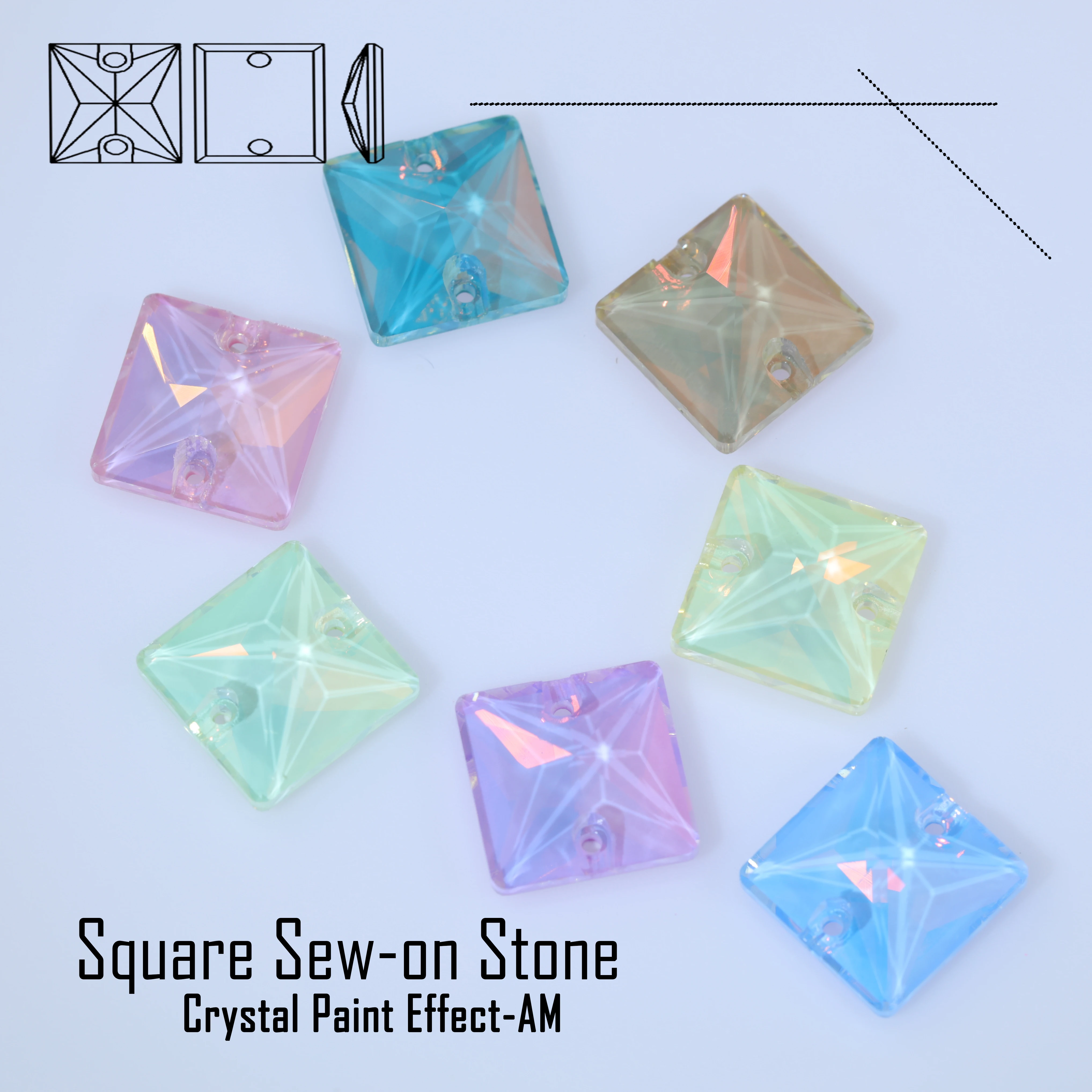 

Square Sew-on Stone Crystal Paint Effect AM Top Quality Glass Crystal Rhinestones for Clothing Decoration shoes Craft Making DIY