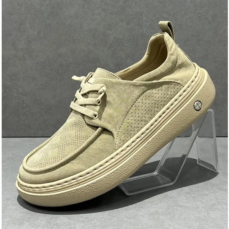 Basic solid men's outdoor casual sneakers, lightweight cushion sole, thin fly knit commuter footwear