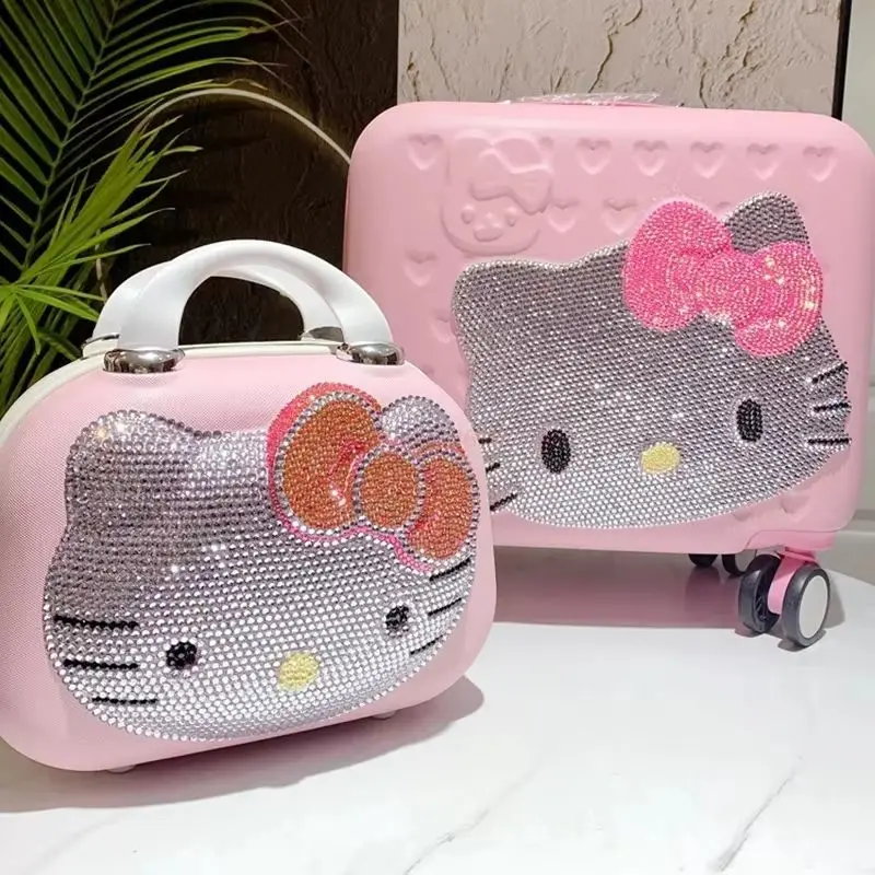 

Cute Hello Kitty Carrying Case Cartoon Travel Makeup Case Large Capacity Multi Functional Locked Portable Storage Box Girls Gift