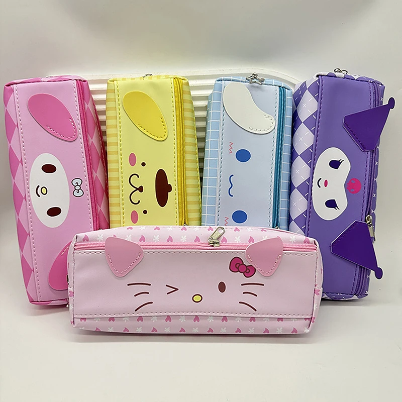 Sanrio PU Pencil Case Kuromi Hello kitty Makeup Storage Bag Women's Fashion Purse Children's Pencil Bag Kawaii Anime Stationery