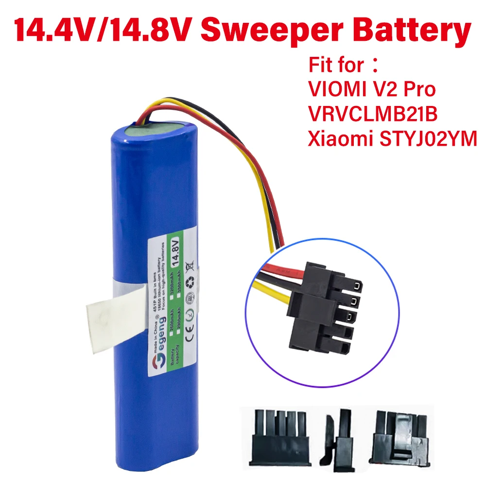 100% brand new. 14.8V 3200mah 18650 lithium battery, suitable for viomi V2 pro, vrvclmb21b and styj02ym Robot Vacuum Battery