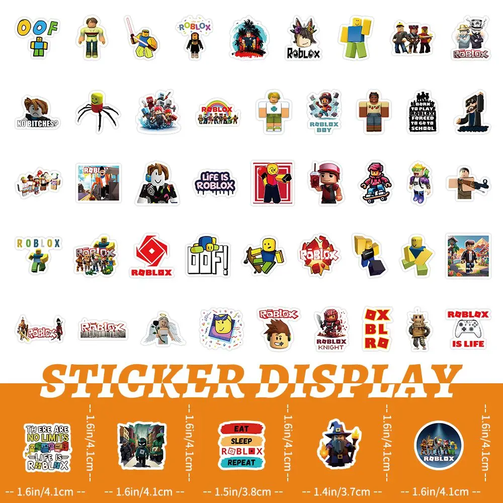 100 Sheets Roblox Sticker Handbook Decorate Creativity Graffiti Diy Water Proof Patch Boy Computer Water Cup Game Pattern Gift