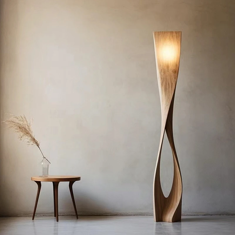 

Handmade solid wood creative modeling floor lamp with living room floor lamp sofa corner decoration vertical