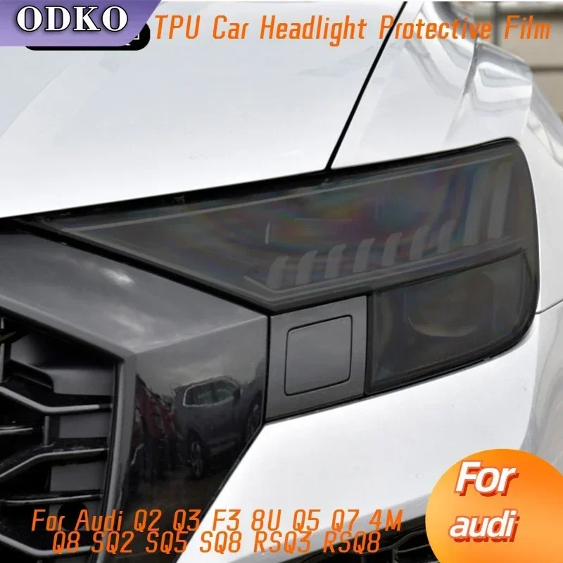 

For Audi Q2 Q3 F3 8U Q5 Q7 4M Q8 SQ2 SQ5 SQ8 RSQ3 RSQ8 Car Headlight Tint Smoked Black Protective Film TPU Sticker Accessories