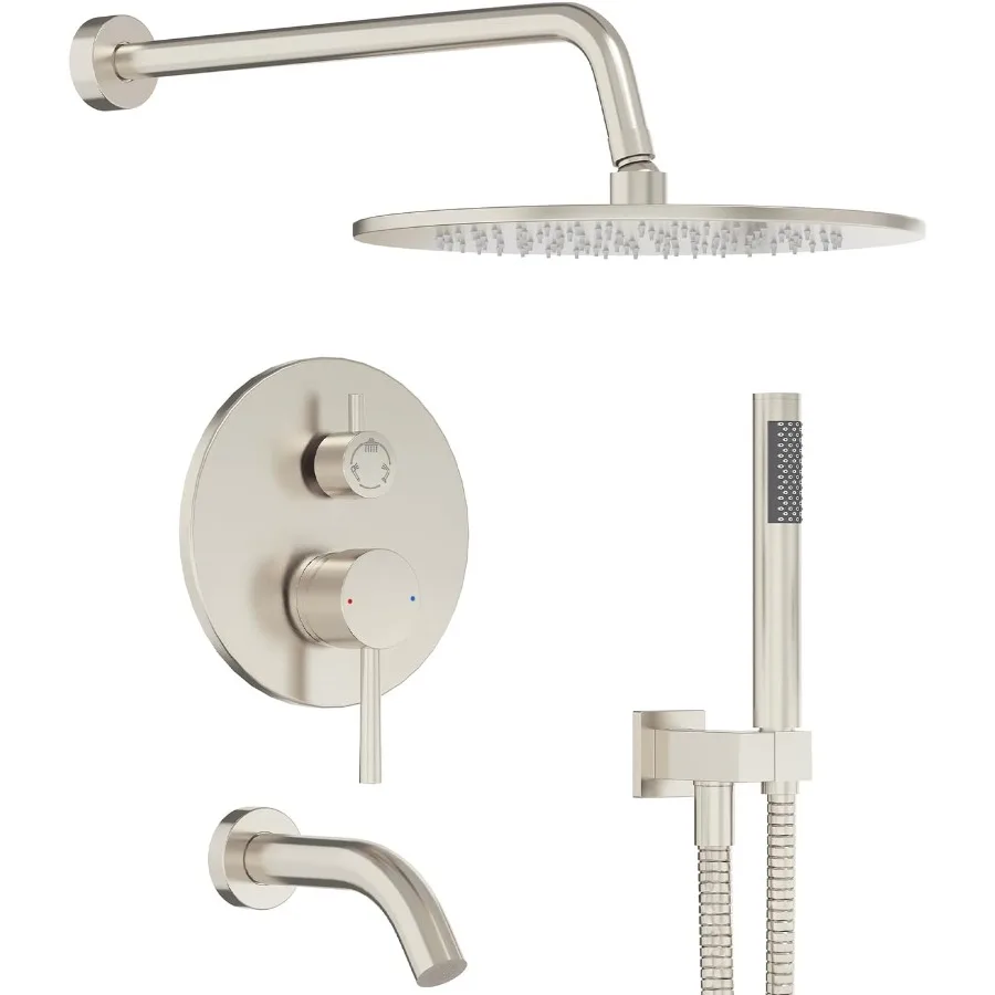 

Bathtub Shower Faucet Set Tub Shower System with 3-Way Shower Valve High Pressure 10 Rain Shower head with Handheld Spray Combo