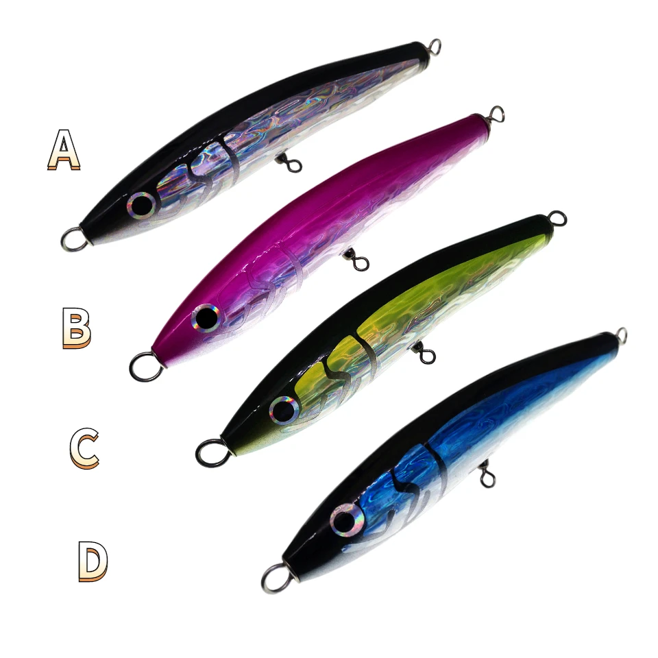 Wood Trolling Lure 65g90g120g140g Big Game Topwater Surface Popper Pencil Stick Lure Saltwater Boat Fishing Bait Casting Leurre