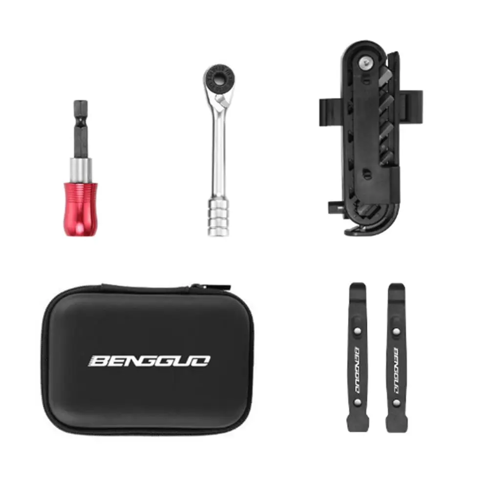 

Набор инструментов для ремонта велосипеда, 14 шт., с многофункциональным гаечным ключом и 10 пакетными головками, отлично подходит для дорожных и горных велосипедов