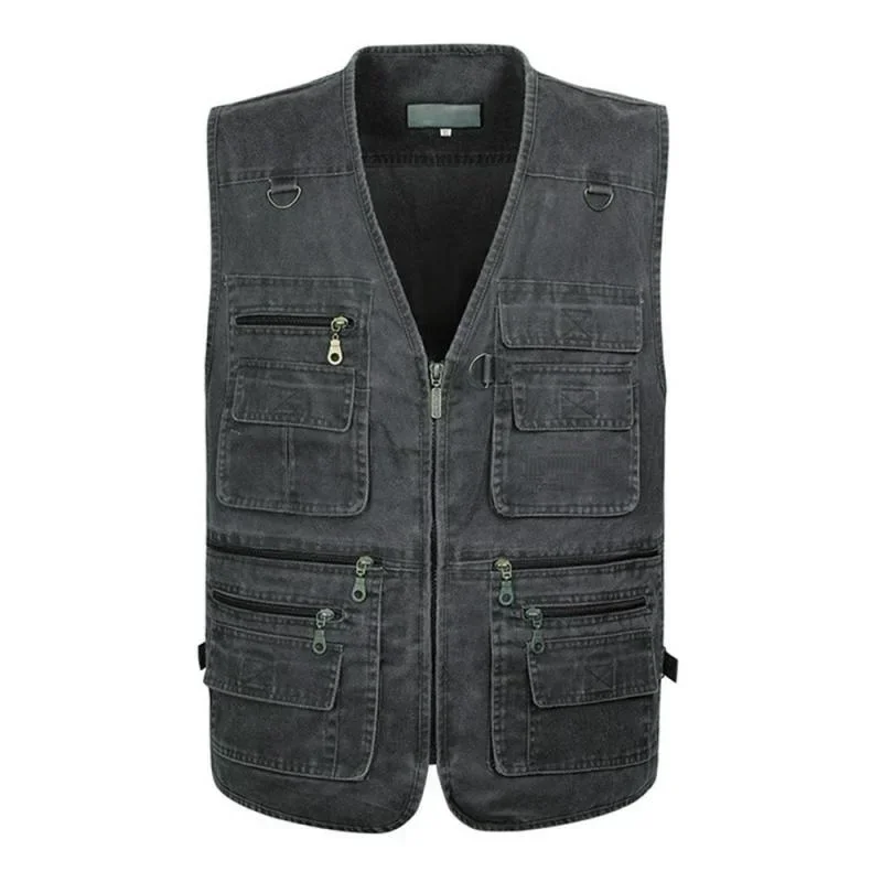 

7Xl 6Xl New Male Casual Summer Big Size Cotton Sleeveless Vest with Many 16 Pockets Men Multi Pocket Photograph Waistcoat Sale