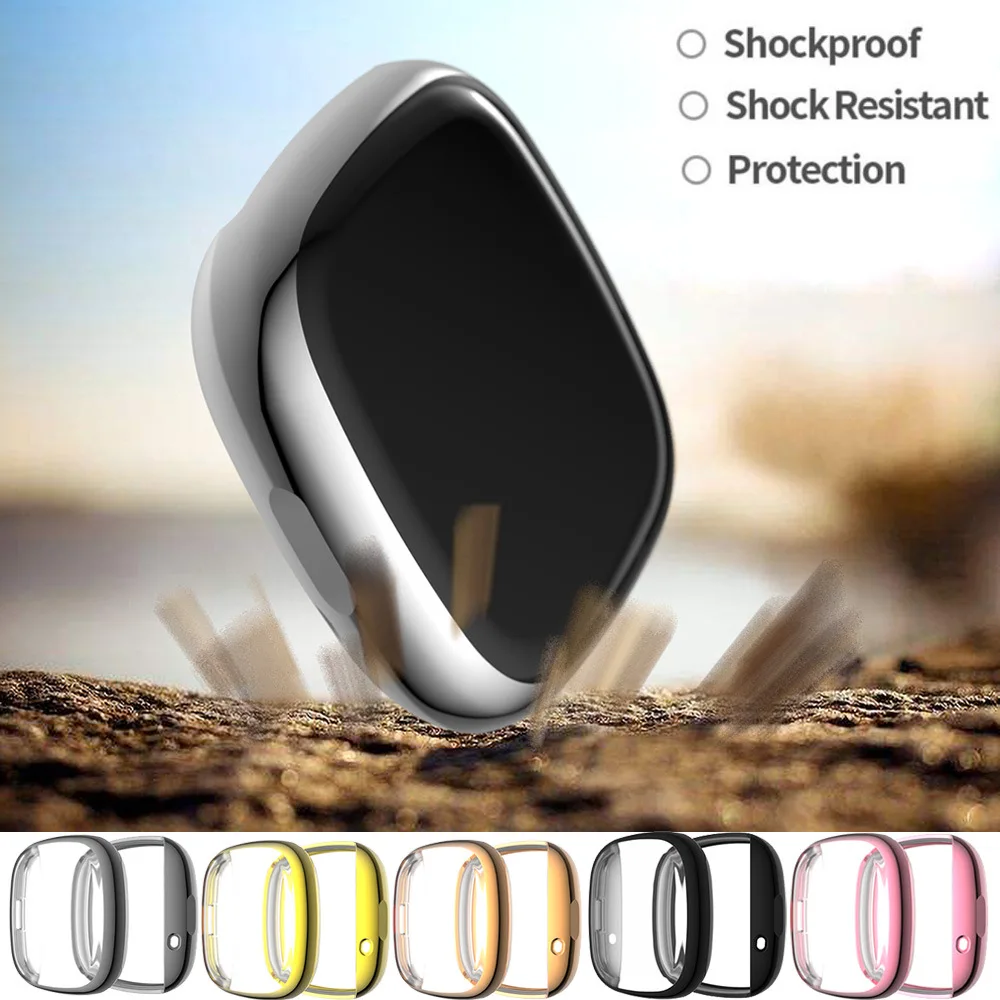 Screen Protector Case For Fitbit Versa 4 Soft TPU Screen Protector Cover For Fitbit Versa 3/Sense/Sense 2 Protective Cover Shell