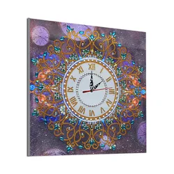 1 pz/set fai da te Mandala Diamond Art Clock kit per adulti materiali su tela orologi con pittura a diamante a forma speciale per parete