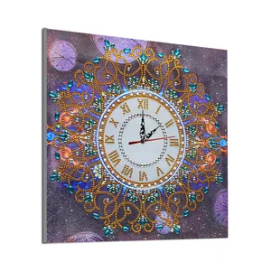 1 buah / Set Kit Jam Seni Berlian Mandala DIY untuk Bahan Kanvas Dewasa Jam Lukisan Berlian Berbentuk Khusus untuk Dinding 10 jam lukisan berlian penjualan terbaik - №