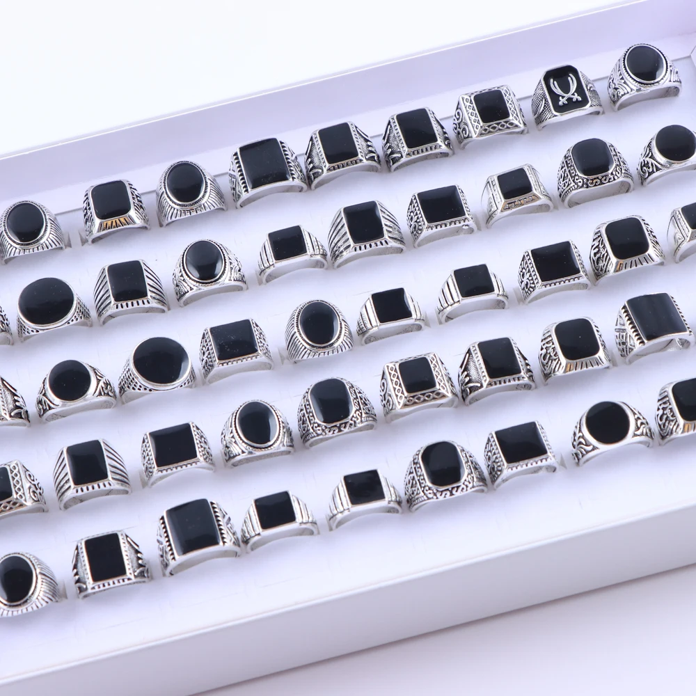 10/20/30/50Pcs/Lot New Fashion Vintage Punk Luxury Rings for Women Men Mix Style Hop Hip Party Gifts Finger Jewelry Accessories