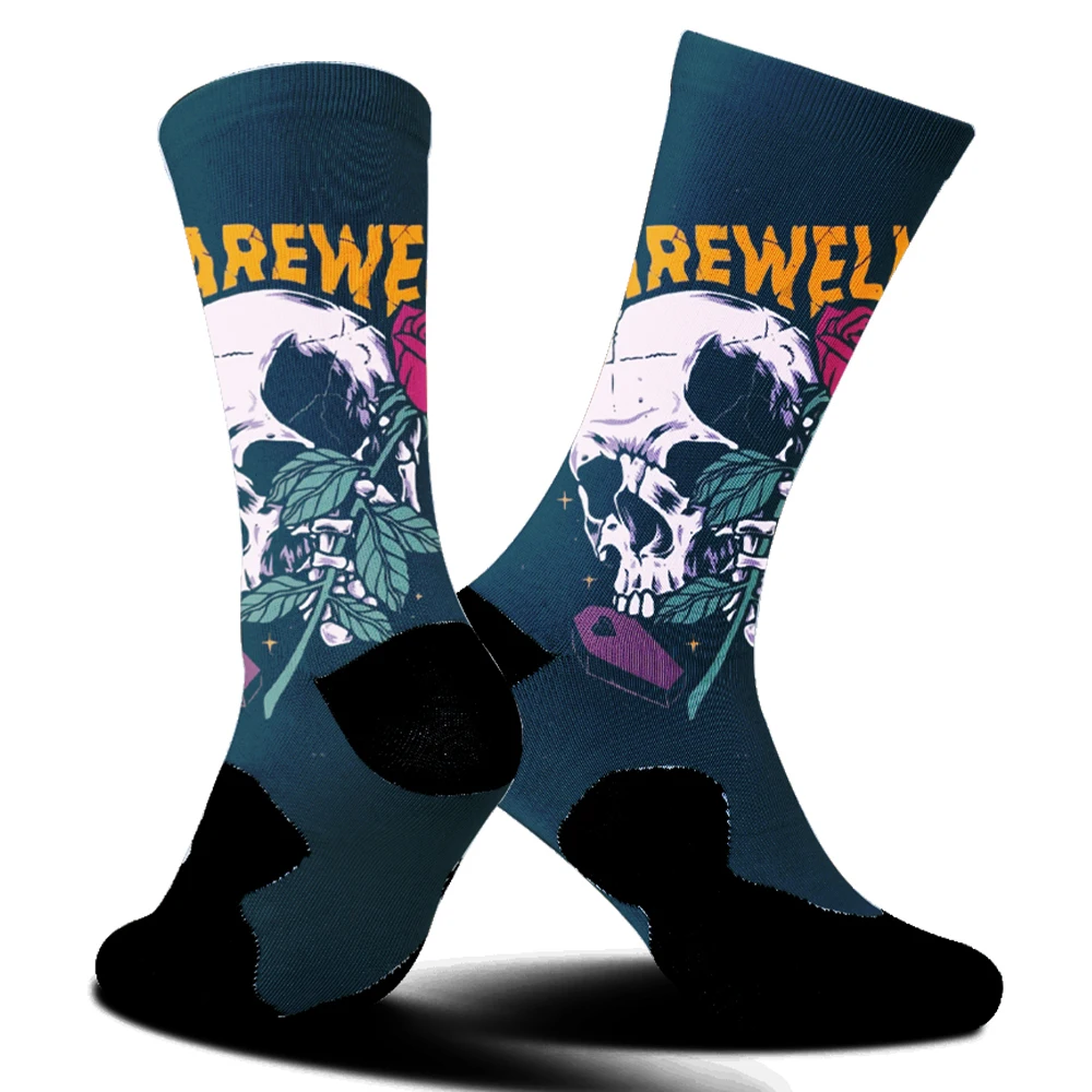 

Sport Creative skull pattern Socks Seamless Anti-Slip Bicycle Bike Socks Summer Bicycle Riding Cycling Aero Socks New