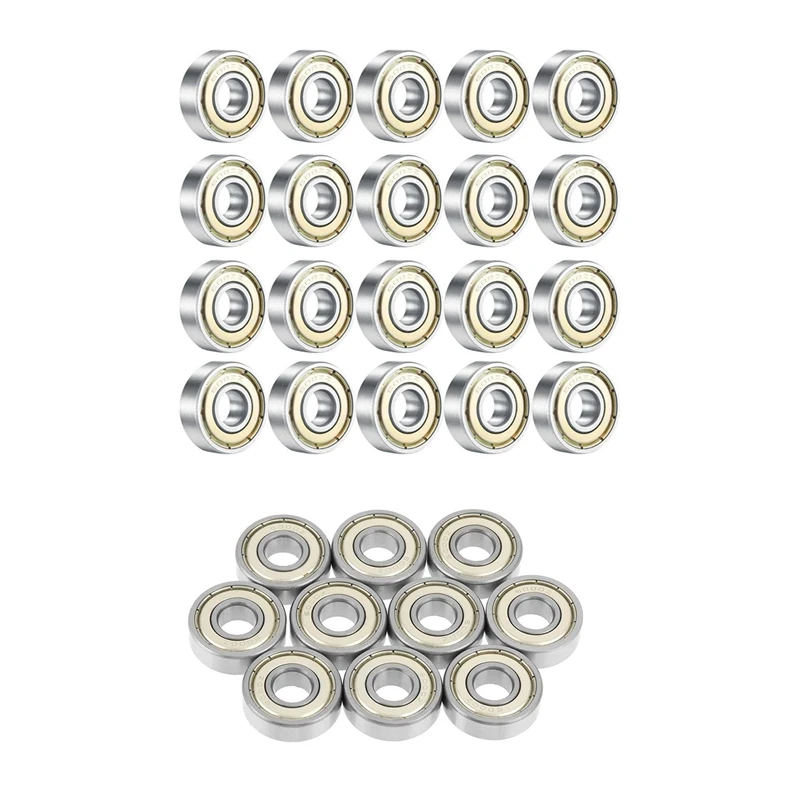 20Pcs 608ZZ Double Shielded Ball Bearing With 10Pcs 6000Zz Bearing Wheel Double-Sided Metal Sealed Ball Bearing Steel