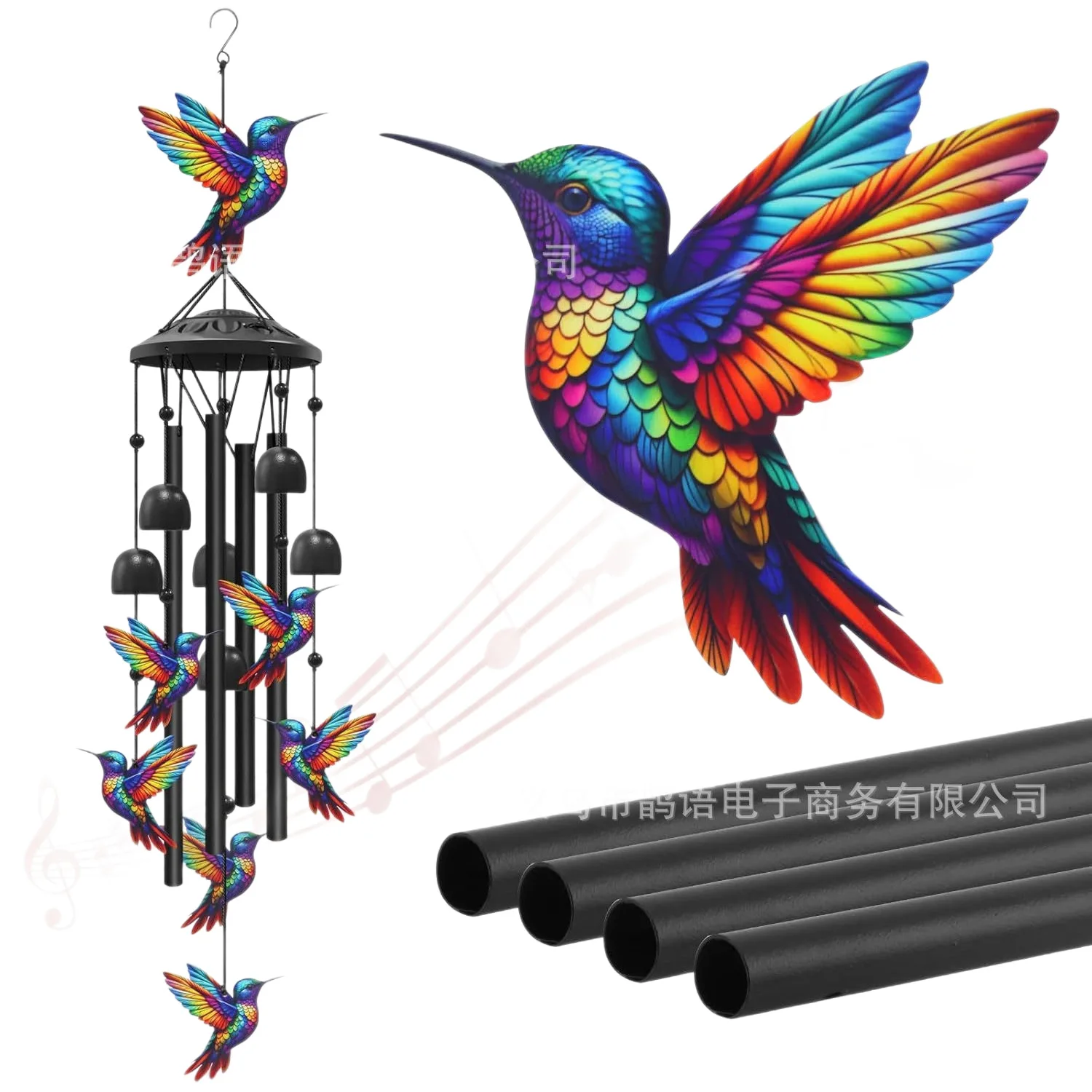 Hummingbird Metal Wind Chimes Painted Pendants Home Courtyard Garden Balcony Spring Decoration Crafts