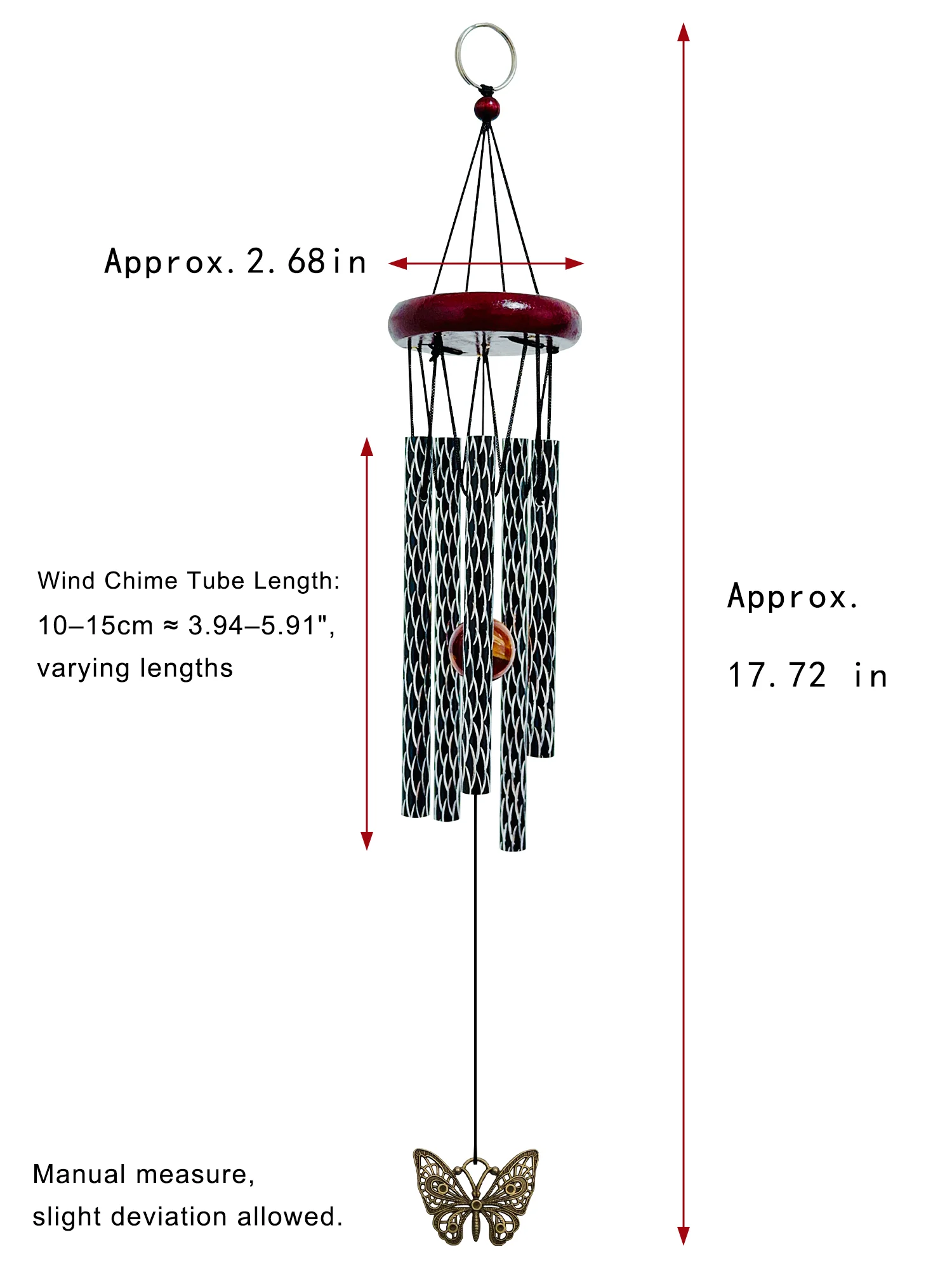 New Scale Texture Aluminum Wind Chimes Balcony Shop Hanging Decor Fortune Blessing Ornament, Courtyard Landscape Decoration Gift