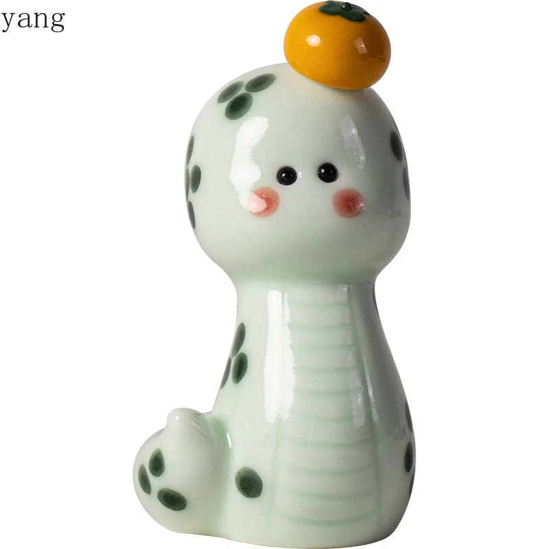 

CX creative ceramic cute little flower snake decorative ornament healing system