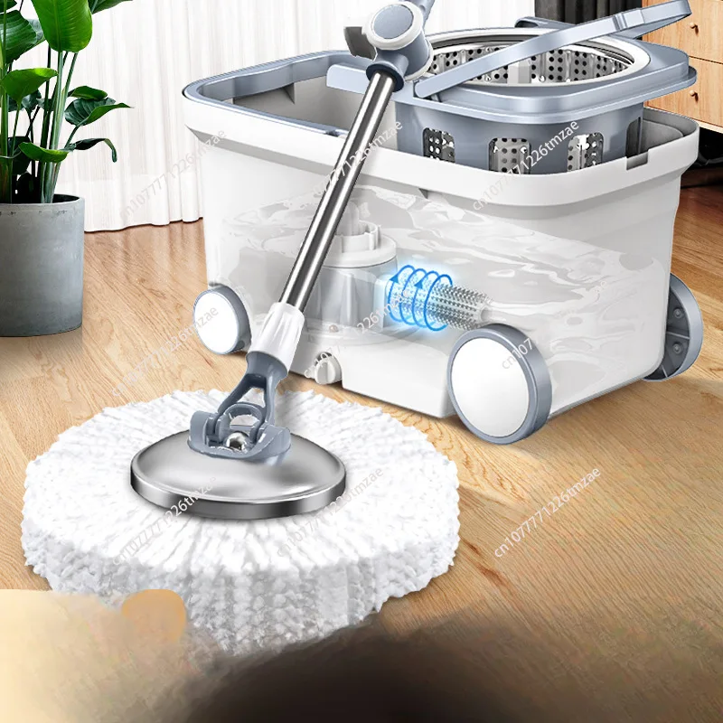 Rotary mop household 2024 new automatic dehydration rod hand-washing absorbent mop floor bucket lazy