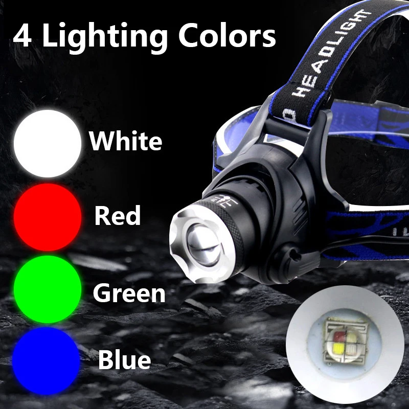 4 Colors Powerful LED Headlamp USB Charging Headlight Waterproof Head Lamp Zoomable Outdoor Head Light Hiking Flashlight Bicycle