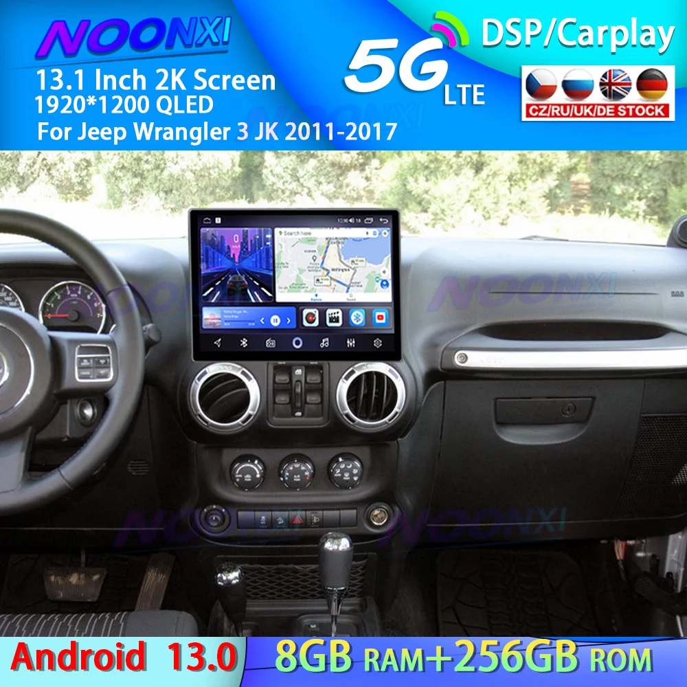 2K Screen Android 13 For Jeep Wrangler 3 JK 2011-2017 Stereo GPS Navigatio Audio Radio Receiver Multimedia Player Head Unit 2Din