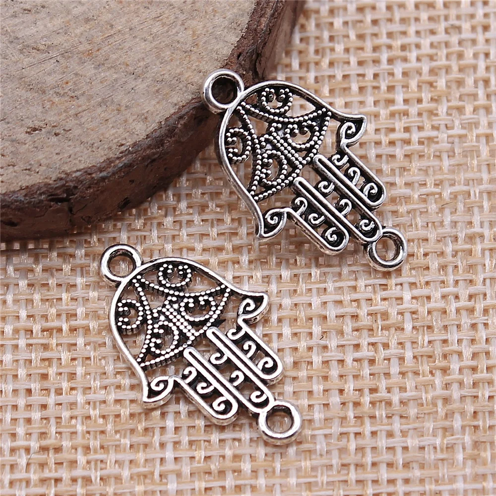 Wholesale 200pcs/bag Hand Connector Charms Wholesale DIY Jewelry Making Jewelry Finding Antique Silver Color 15x24mm