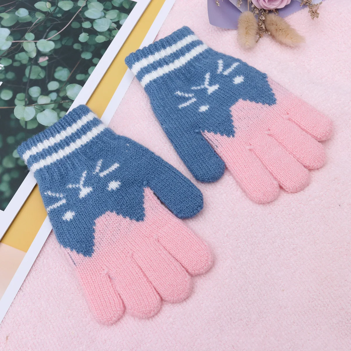 

Thermal Knitted Gloves for Kids Toddler Warm Winter Girl Fashionable Baby Gloves Soft Material Easy Match Clothes