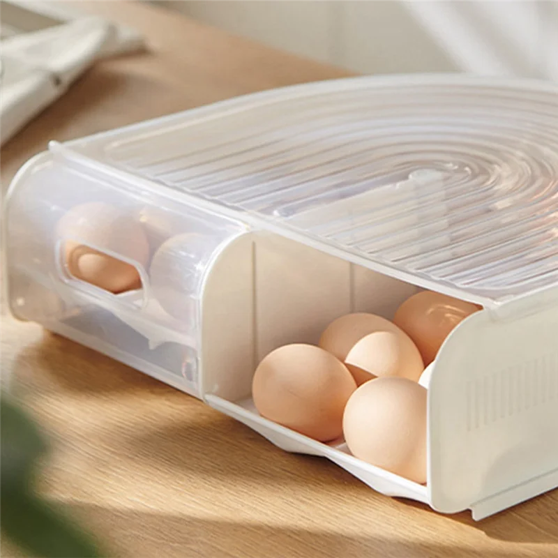 Egg Holder for Refrigerator, U-Shaped Egg Drawer Refrigerator, Stackable Egg Storage Container for