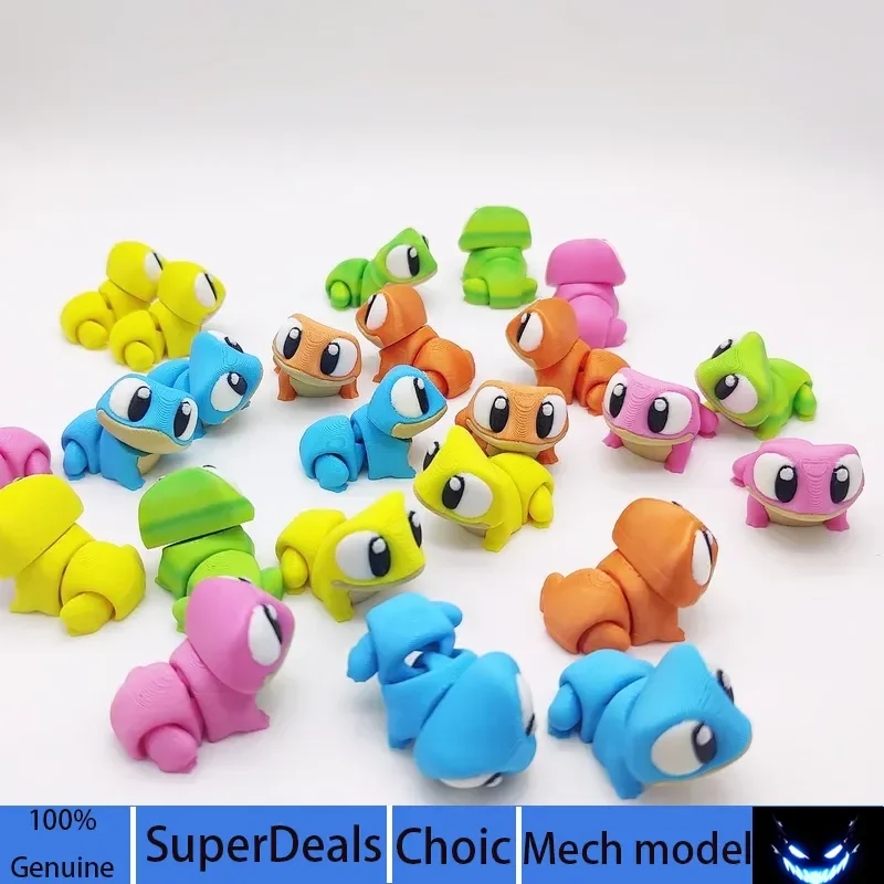 3D-gedruckte niedliche Froschfiguren mit großen Augen, bewegliche Gelenke, realistische Tierspielzeuge, Desktop-Ornamente, Überraschungsgeschenke für Kinder und Kleinkinder