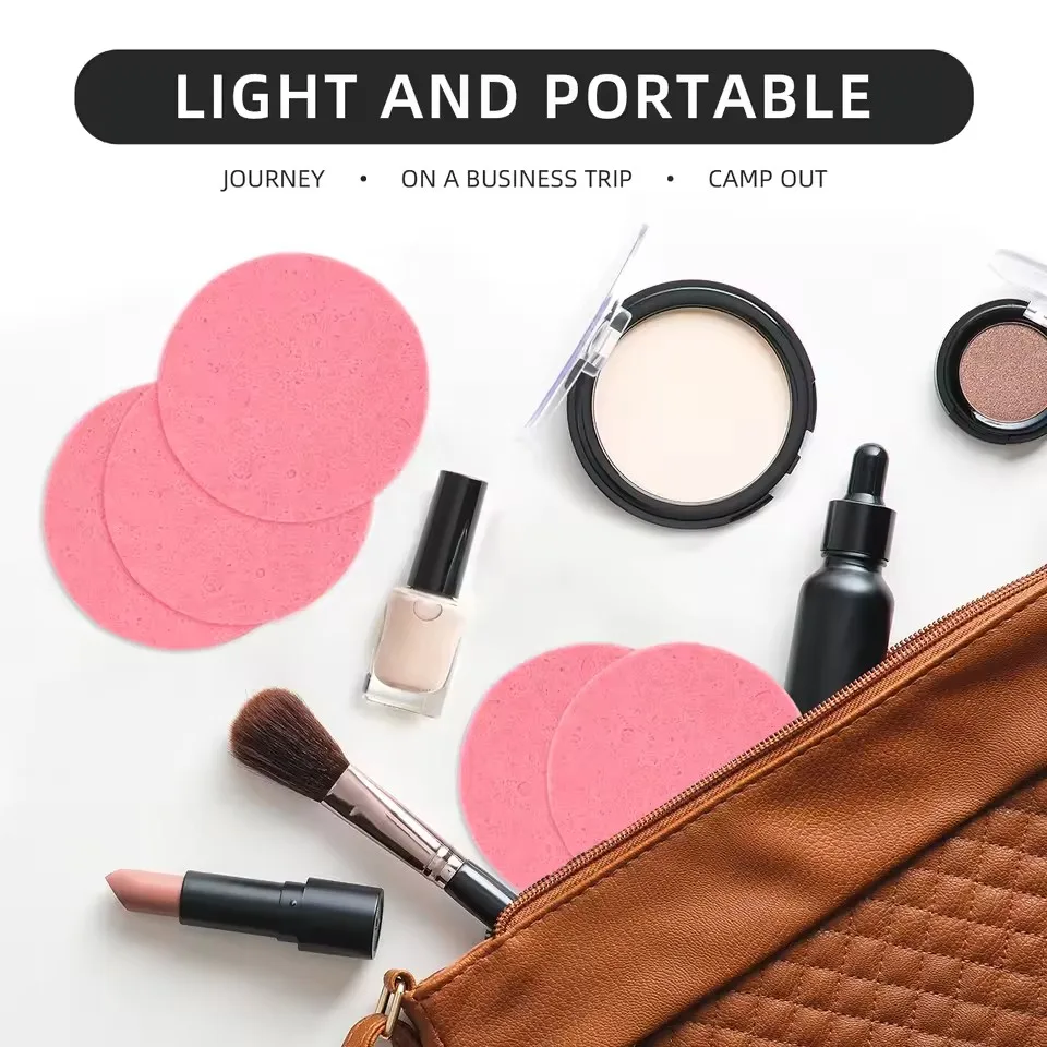 Spugna compressa esfoliante e detergente viso rotonda da 50/100 pezzi, adatta per uso domestico o in viaggio