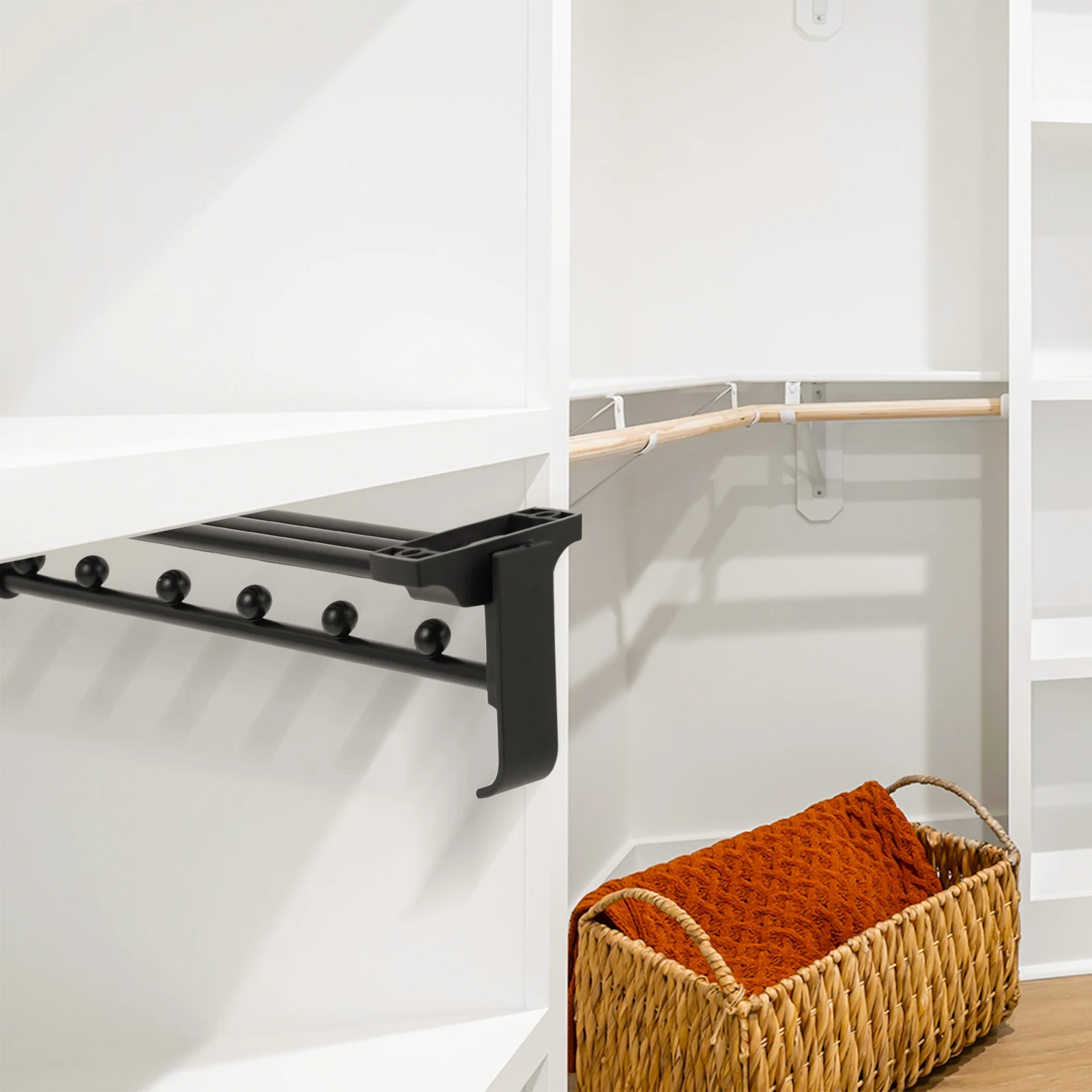 

Adjustable Closet Rod Heavy Duty Wardrobe Clothes Hanger Retractable Pole Sliding Rails ABS Nickel Plated Wardrobe