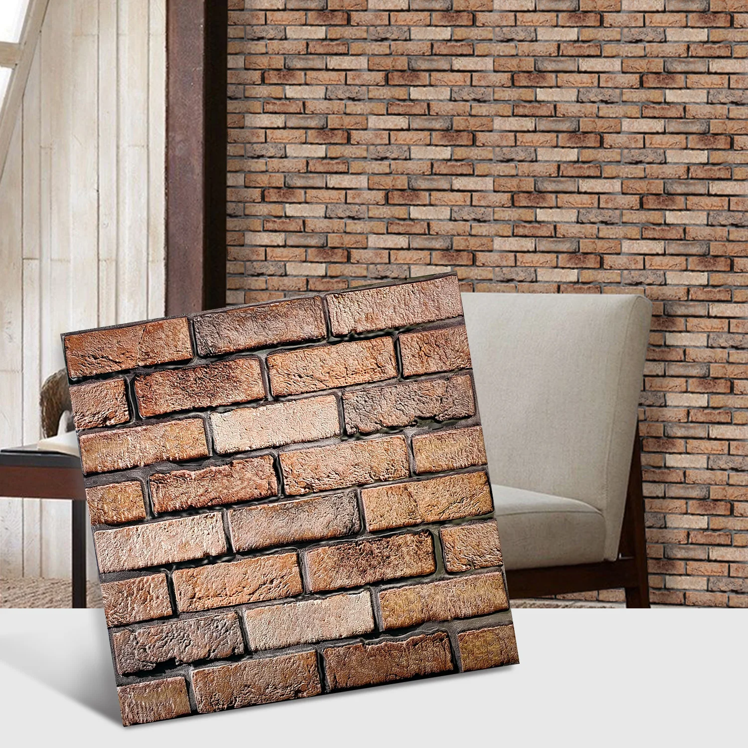 5/10/20Pcs Retro Faux Brick Wall Stickers Self-Adhesive 11.8