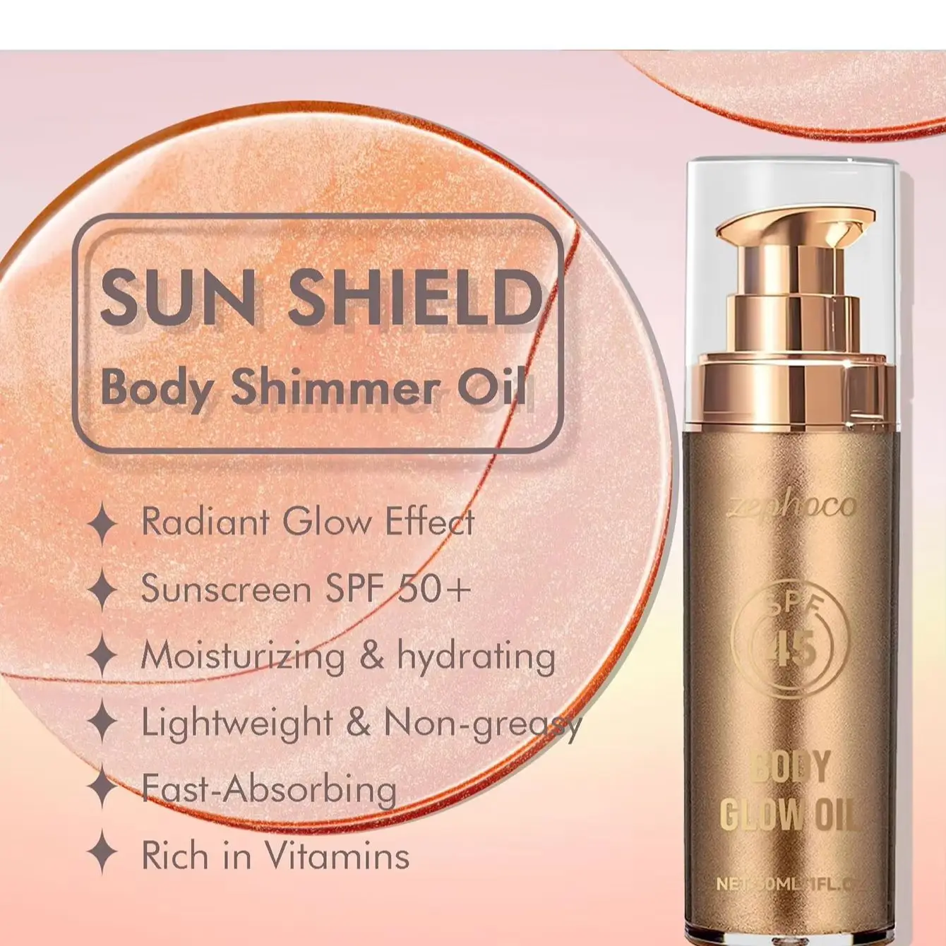 Nourishing Body Lotion With Shimmer Golden Bronze Glow, Hydrating Radiant Body Milk Moisturizer, Lightweight Non-Greasy Fast Absorbing Non-Sticky Body Cream, All-Day Soft Smooth Skin Body Care Lotion For Women Normal & Dry Skin Daily Use