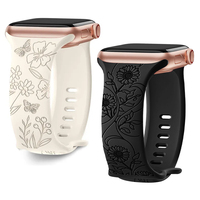 Straps For Apple Watch Band 44mm 42mm 41mm 40mm 45mm 49mm 46mm Floral Engraved bracelet correa iwatch series 10 9 7 SE 6 8 Ultra