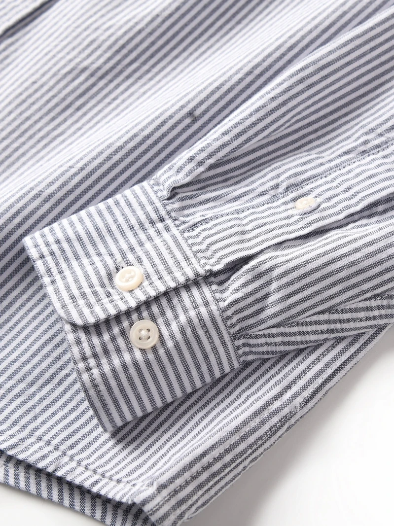 

Men's Casual Cotton Ox Fabric irt Striped Long Sve Faionable Urban Loose Fit Autumn Busin Casual irt