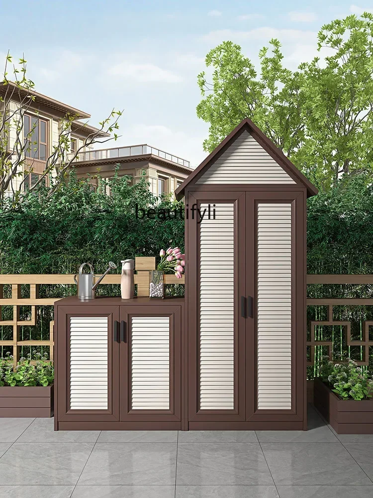 Outdoor Aluminum Alloy Waterproof and Sun Protection Balcony Sundries Storage Cabinet Courtyard Villa