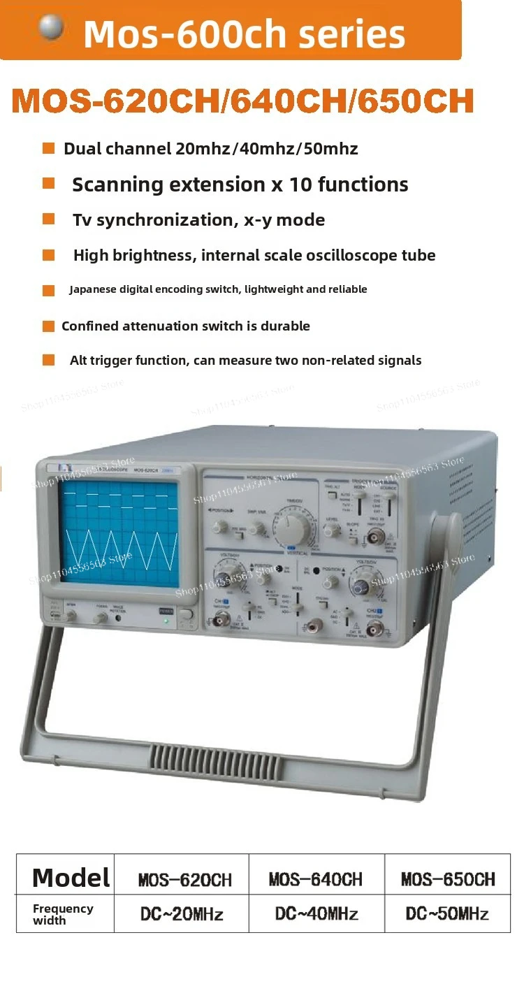 Analog MOS-620CH 20MHz Dual Channel Dual Trace for Electronics Testing and Repair