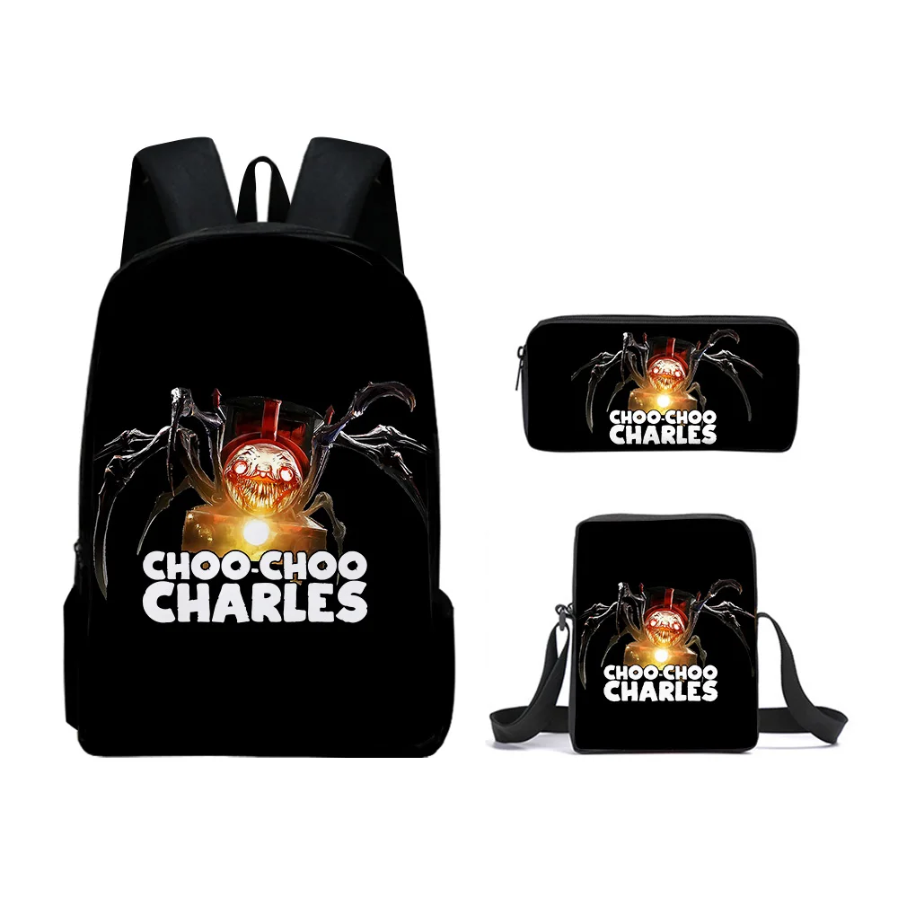 3D Game Choo-Choo Charles Backpack Schoolbag Boys Girls Students Cartoon Anime School Bag Crossbody Bag Pencil Case 3pcs/set