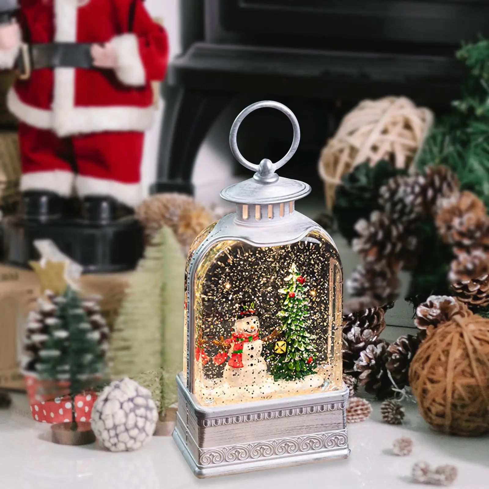 Christmas Ornament Gift Home Decoration Crafts Art Creative Glitter Christmas Music Box for Cafes Office Wedding Indoor Bedroom