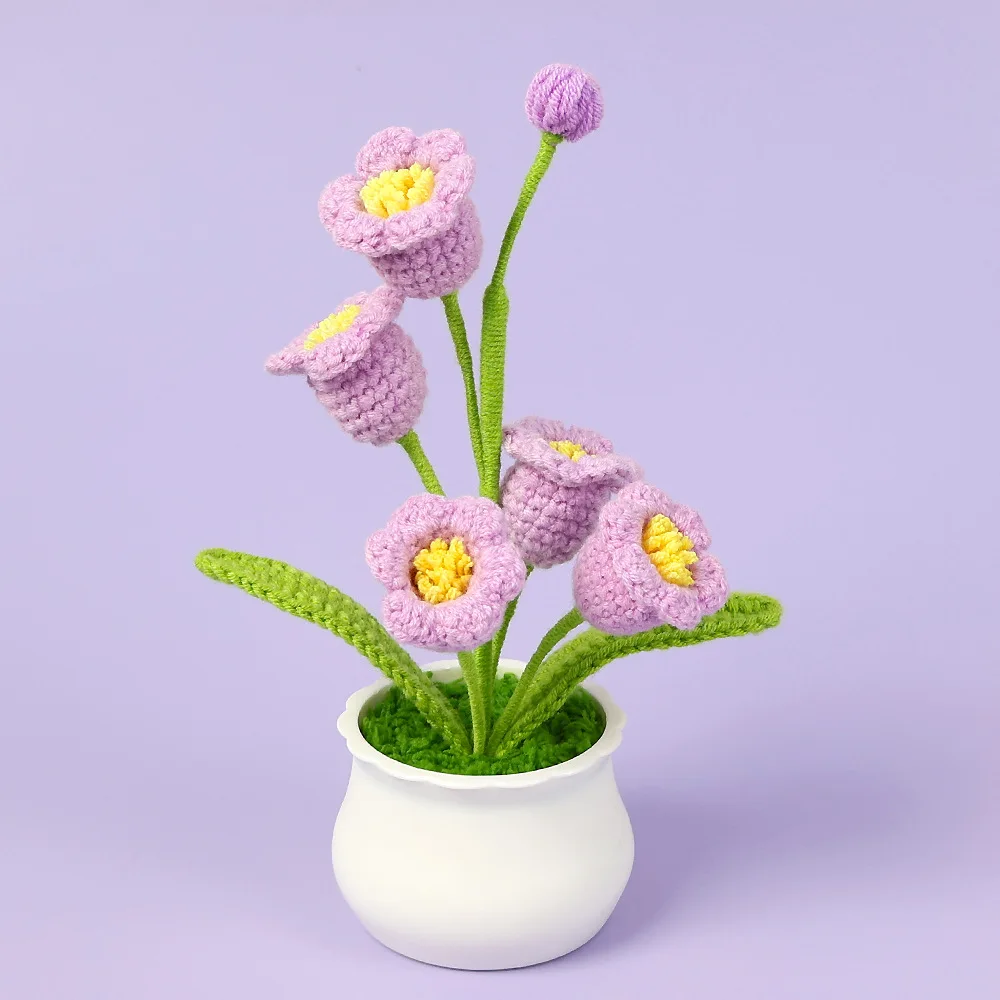 Finished Woven Crochet Lily of the valley Potted Emotional Support Stuffed Plants  Mother Valentine Christmas Graduation Gifts