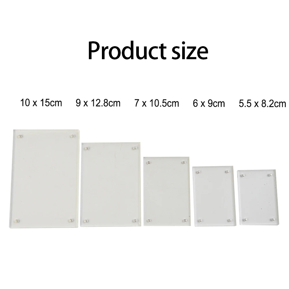 1pc Transparent Acrylic Picture Photo Frame Magnetic Poster Display Stand Photocard Holder Stand 5-10cm For Room Desk Home Decor