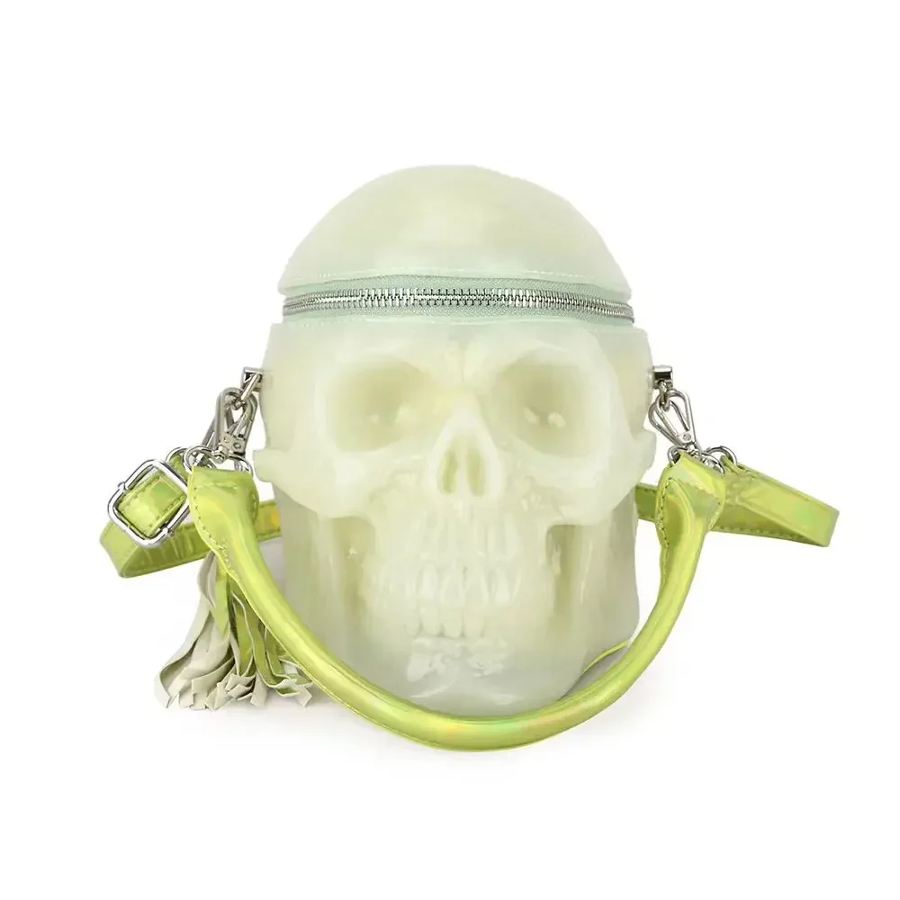 

Fashionable Glowing Skull Handbag Punk Fluorescent Crossbody Bag Amazon New Model Dull Black Single Shoulder Bag Bag