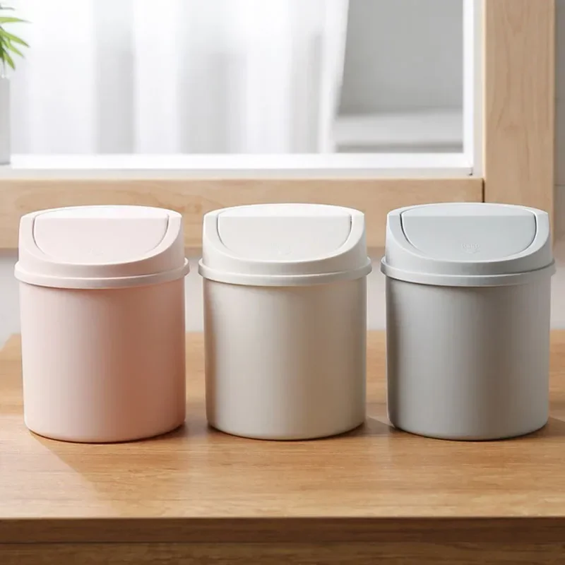 Universal Waste Bin with Lid Desktop Office Organizer Storage Home Garbage Basket Container Table Trash Bin Small Trash Can