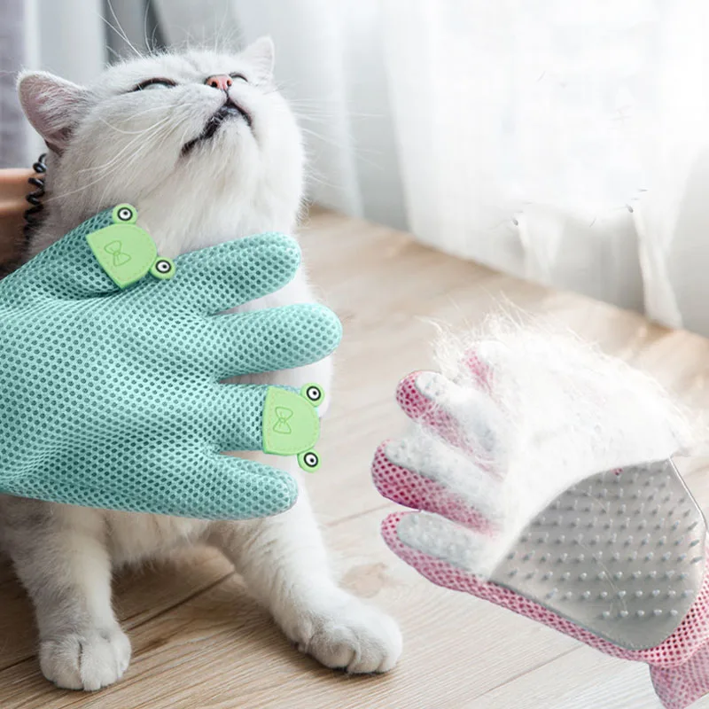 

1PC Pet Hair Remover Glove Mesh Cloth Silicone Comb Fluff Gloves Bath Massage Puppy Cleaning Grooming Glove Hand Skin Protection