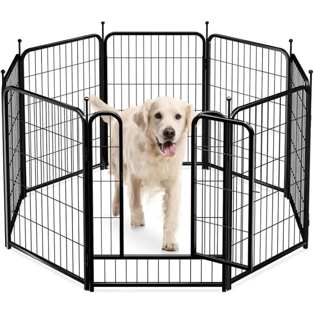 Dog Fence Playpen 40“ Indoor Outdoor for Small/Medium/Large Dogs Yard Pets Dogs Accessories Camping Garden Puppy Entrance Pet