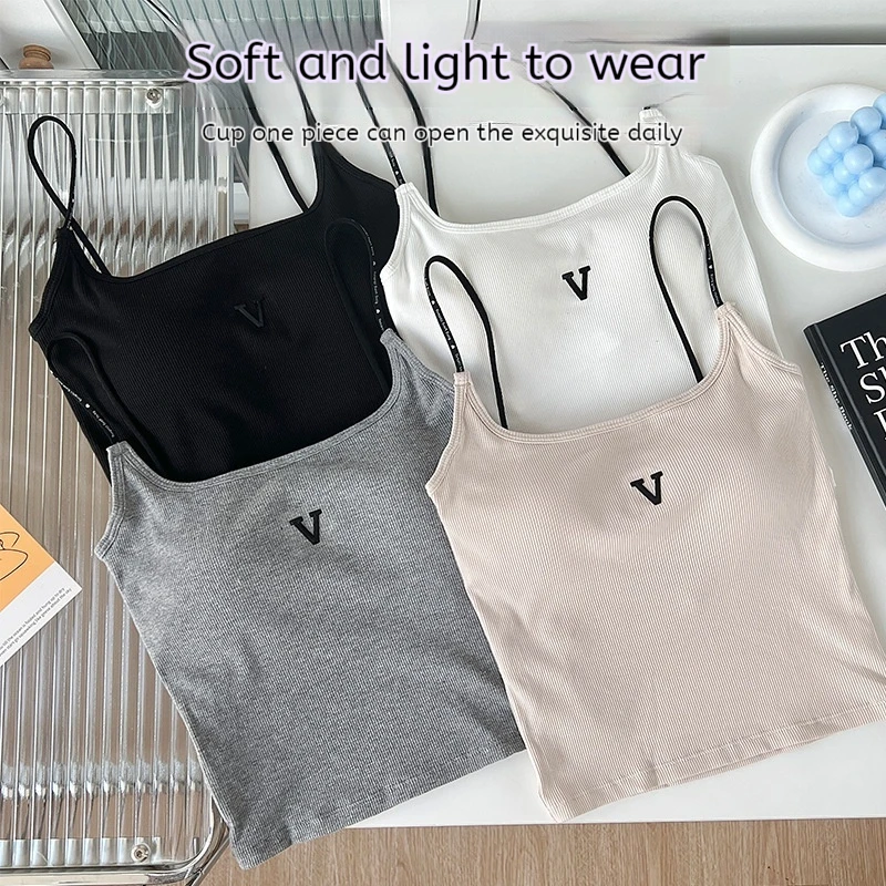 

Summer camisole vest with latex chest pad for inner and outer wear, beautiful back underwear, spicy girl camisole top for women