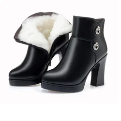 DIMANYU Women Winter Boots 2024 New High Heel Ankle Boots Women Warm Wool Platform Women's Fashion Normal Boots Shoes