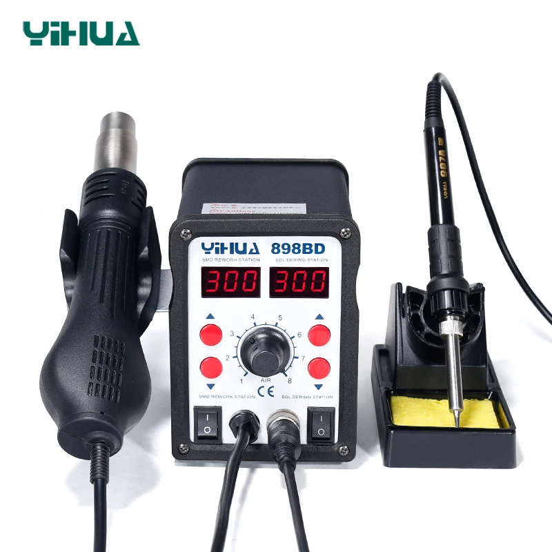 

Stable Temperature Control Heat Gun Air Soldering Station And Iron For Phone Repair YIHUA 898BD